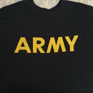 US Army Shirt XL Black Distressed Military Physical Fitness Uniform USA Made